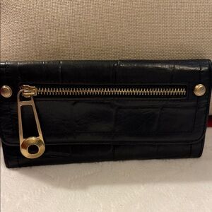 B Makowsky Black Long Croc Leather Wallet